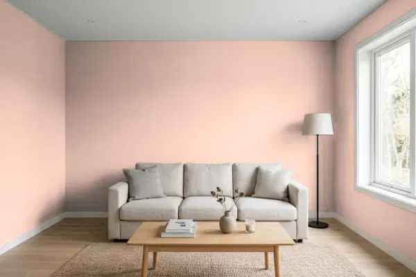 Living room with walls painted PPG Paints Adorable 1066-4 (simulated)