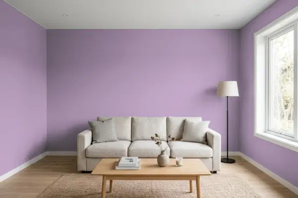 Living room with walls painted Behr Aged To Perfection M100-4 (simulated)