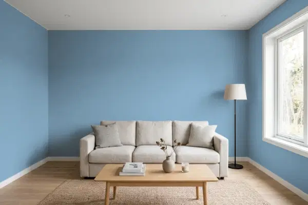 Living room with walls painted PPG Paints American Anthem 1156-4 (simulated)