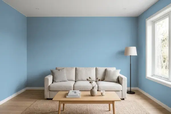 Living room with walls painted PPG Paints Americana 1152-4 (simulated)