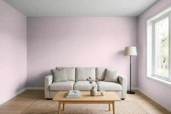Living room with walls painted PPG Paints Ancestral 1047-4 (simulated)