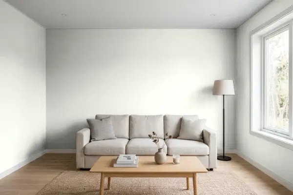 Living room with walls painted PPG Paints Anonymous 1128-1 (simulated)