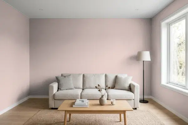 Living room with walls painted Sherwin-Williams Artistic Taupe SW 6030 (simulated)