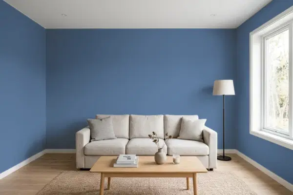 Living room with walls painted Valspar Atlantic Schooner 4004-6C (simulated)