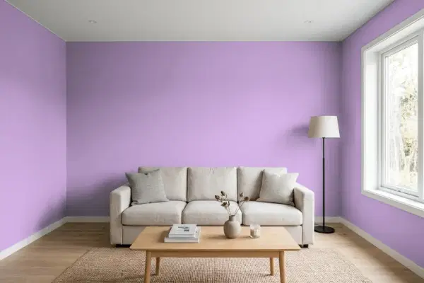 Living room with walls painted Behr Atlantic Tulip 660B-5 (simulated)