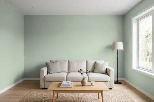 Living room with walls painted Valspar Ballroom Dancing 5005-4A (simulated)