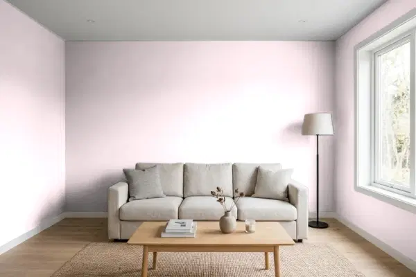 Living room with walls painted Behr Be Mine 100A-2 (simulated)