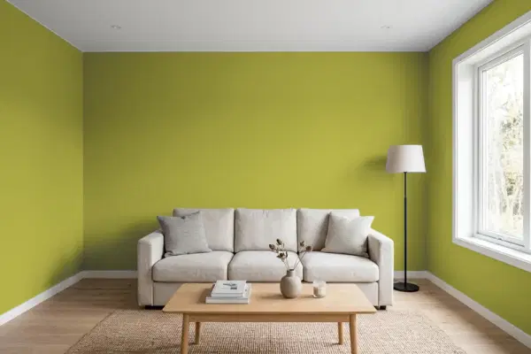 Living room with walls painted PPG Paints Be Yourself 1218-7 (simulated)