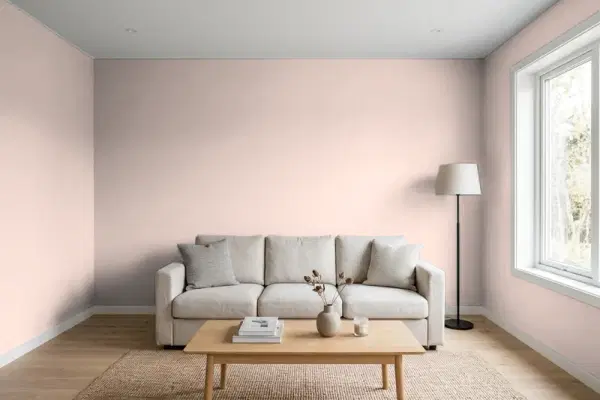 Living room with walls painted Behr Bella Mia MQ3-05 (simulated)