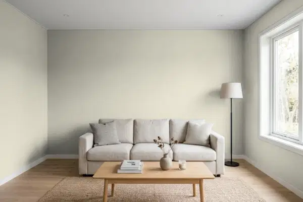 Living room with walls painted Behr Biking Trail N350-3 (simulated)