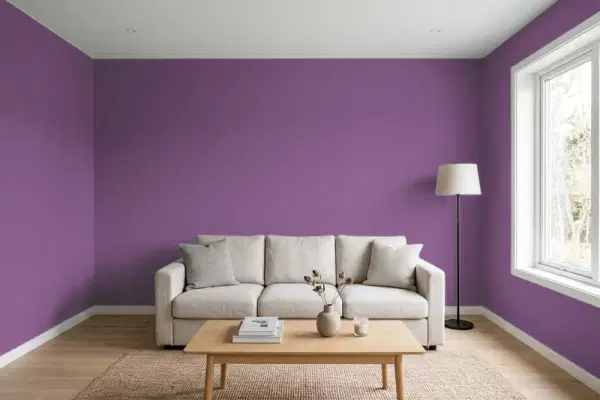 Living room with walls painted Behr Birthstone MQ4-62 (simulated)