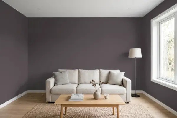 Living room with walls painted PPG Paints Black Elegance 1004-7 (simulated)