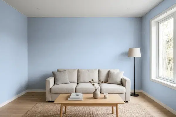 Living room with walls painted Behr Blue Tribute HDC-SP14-10 (simulated)