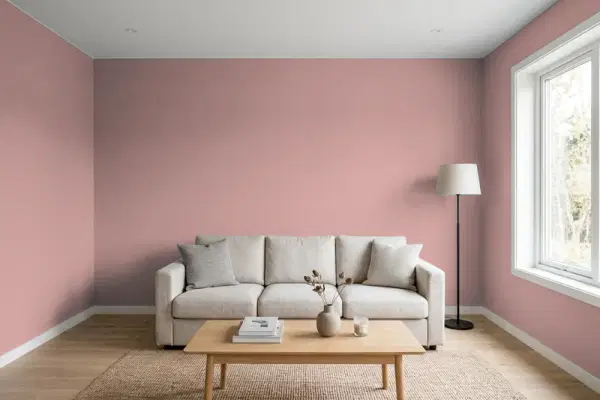 Living room with walls painted PPG Paints Brandy Snaps 1053-5 (simulated)