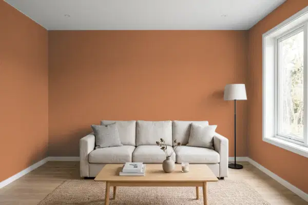 Living room with walls painted Sherwin-Williams Brandywine SW 7710 (simulated)