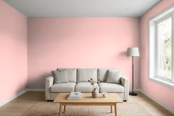 Living room with walls painted Behr Bridal Bouquet HDC-CT-09 (simulated)