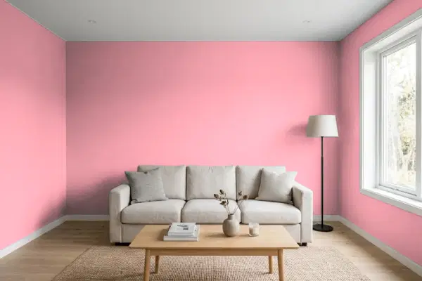 Living room with walls painted Behr Candy Coated 120B-5 (simulated)