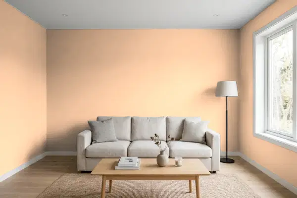 Living room with walls painted Behr Carving Party M220-3 (simulated)