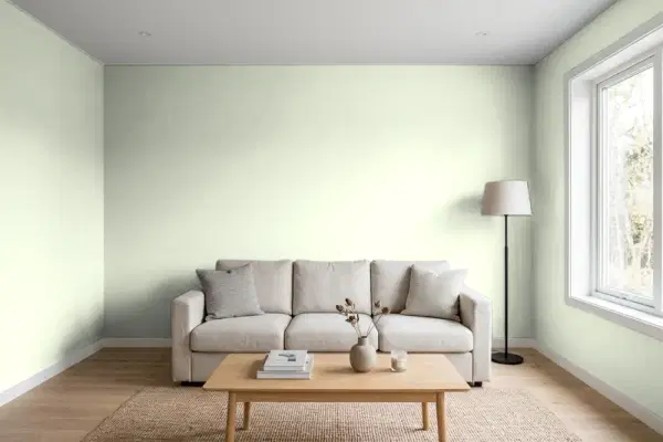 Living room with walls painted Behr Cavan M380-1 (simulated)