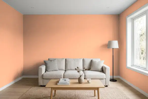 Living room with walls painted Behr Ceramic Glaze 240D-4 (simulated)