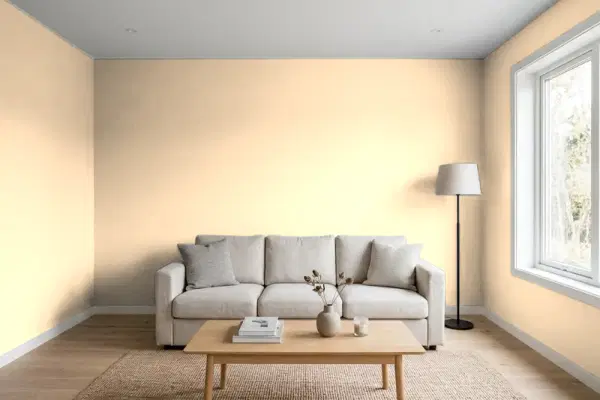 Living room with walls painted Valspar Champagne Orange 2007-4B (simulated)