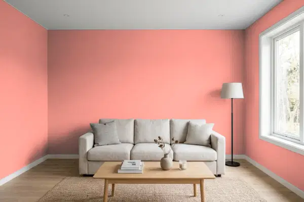 Living room with walls painted Sherwin-Williams Charisma SW 6605 (simulated)