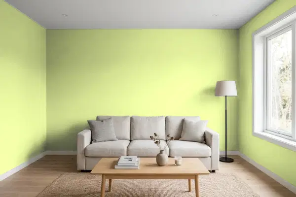 Living room with walls painted PPG Paints Charming 1117-3 (simulated)