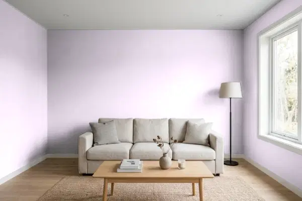 Living room with walls painted Behr Chateau Rose 660A-2 (simulated)