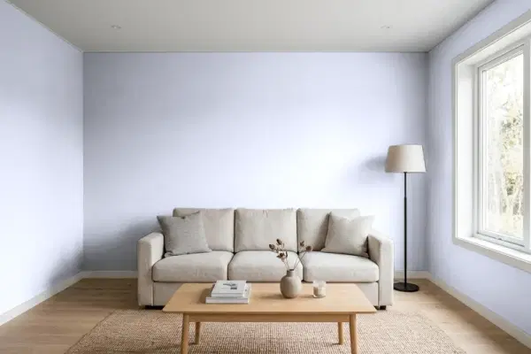 Living room with walls painted Behr Cheerful Whisper 620A-2 (simulated)
