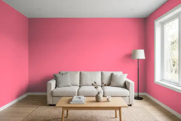 Living room with walls painted PPG Paints Cherry Brandy 1184-5 (simulated)