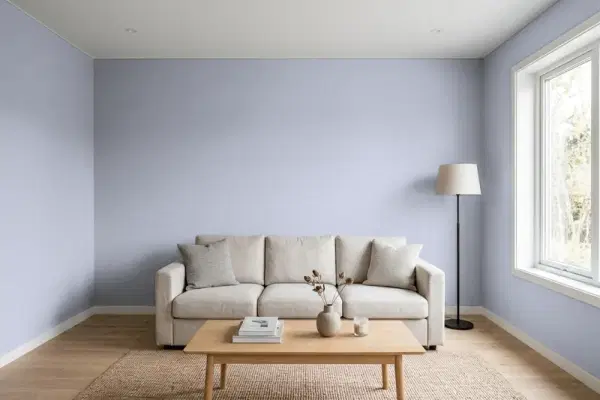Living room with walls painted Behr Chivalrous S550-3 (simulated)