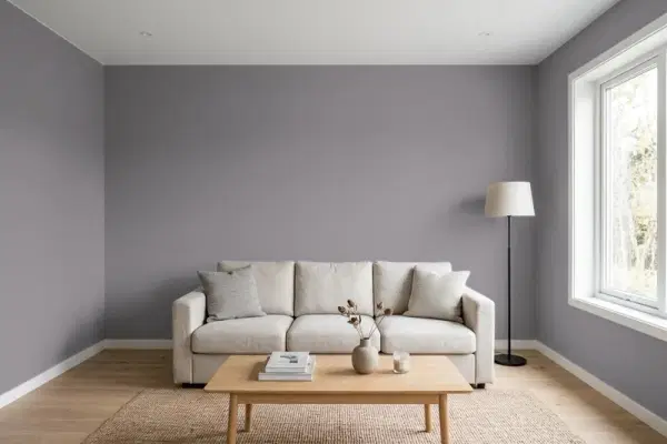 Living room with walls painted Valspar Cinder Fox 4001-2B (simulated)