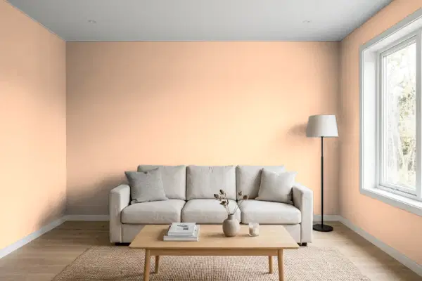 Living room with walls painted PPG Paints Citrus Sachet 1198-3 (simulated)