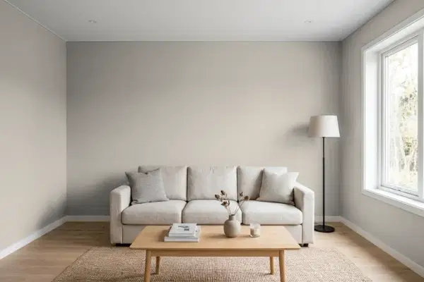 Living room with walls painted Behr City Of Bridges BXC-16 (simulated)
