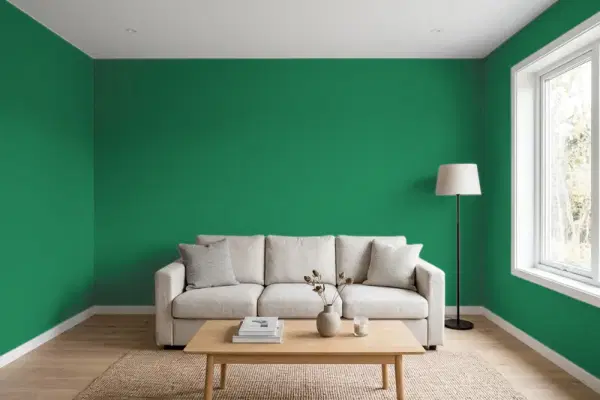 Living room with walls painted Behr Climbing Ivy 470B-7 (simulated)