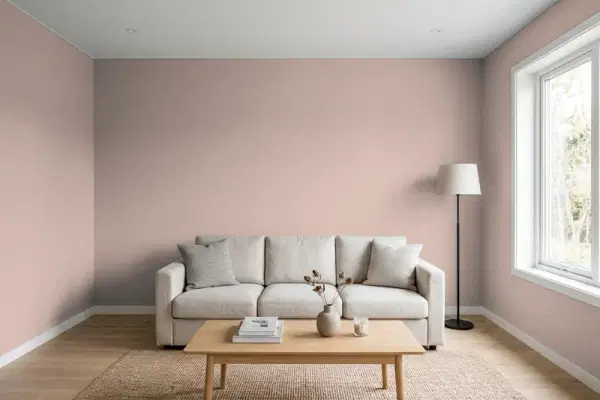 Living room with walls painted Behr Cocoa Craving N150-3 (simulated)