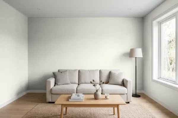 Living room with walls painted Sherwin-Williams Conservative Gray SW 6183 (simulated)