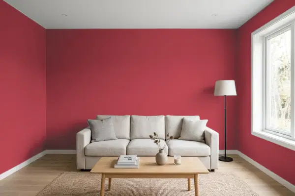 Living room with walls painted Benjamin Moore Cosmic Crisp 2080-20 (simulated)