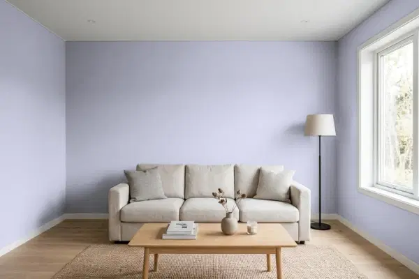 Living room with walls painted PPG Paints Cosmic 1171-4 (simulated)