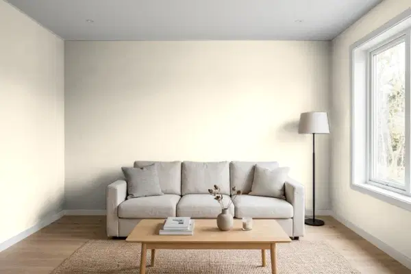 Living room with walls painted Valspar Courtyard Tan 7002-13 (simulated)