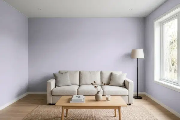 Living room with walls painted Behr Coveted Gem N560-2 (simulated)