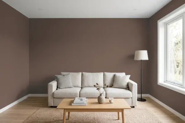 Living room with walls painted Valspar Cowboy Boots 2010-10 (simulated)