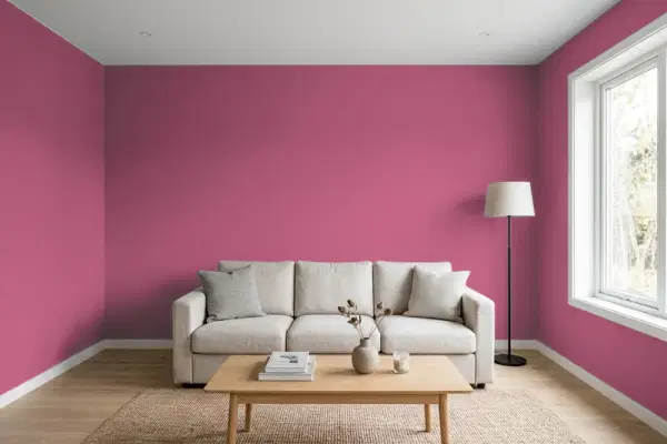 Living room with walls painted Behr Cran Brook 110B-6 (simulated)