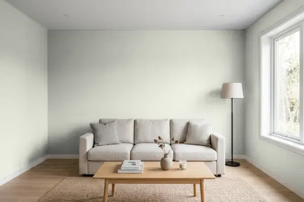 Living room with walls painted Sherwin-Williams Create SW 9646 (simulated)