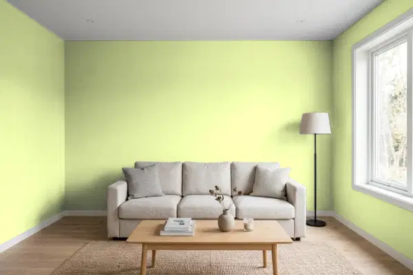 Living room with walls painted PPG Paints Curious 1219-3 (simulated)