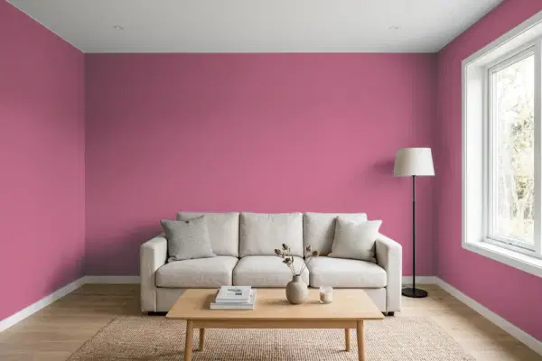 Living room with walls painted Behr Daah-ling T13-1 (simulated)