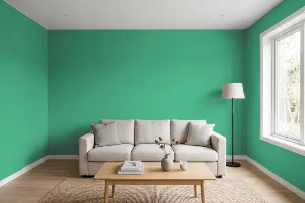 Living room with walls painted Behr Dancing Jewel MQ6-42 (simulated)