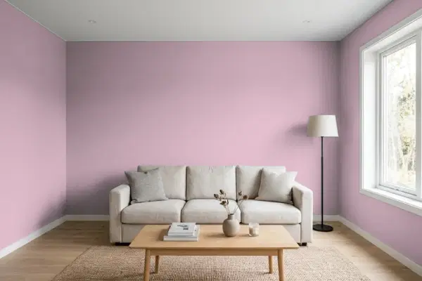 Living room with walls painted Behr Decanting S120-4 (simulated)