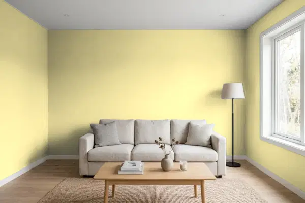 Living room with walls painted Valspar Desert Hotsprings 6008-5C (simulated)