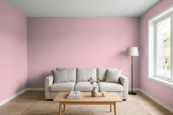 Living room with walls painted Behr Dutchess Dawn MQ1-04 (simulated)